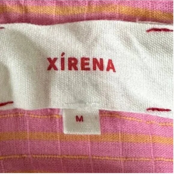 Xirena Women's Kytt Barbiecore Striped 100% Cotton Button-down Front Tie Medium - Picture 8 of 10